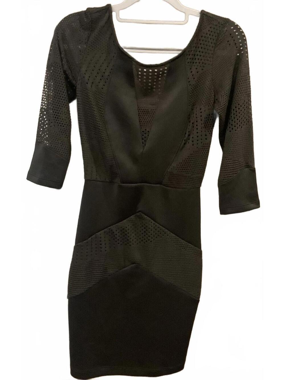 NWT Mystic Los Angeles Womens Long Sleeve Round Neck ZIP Back Black Dress Small